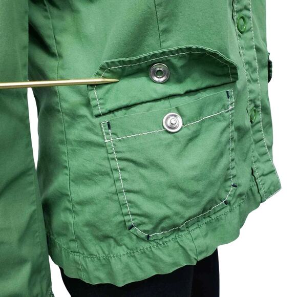 Ann Taylor LOFT Jacket Safari Utility Style Sz 8 Green Snap Closure Vintage y2k - Picture 7 of 12